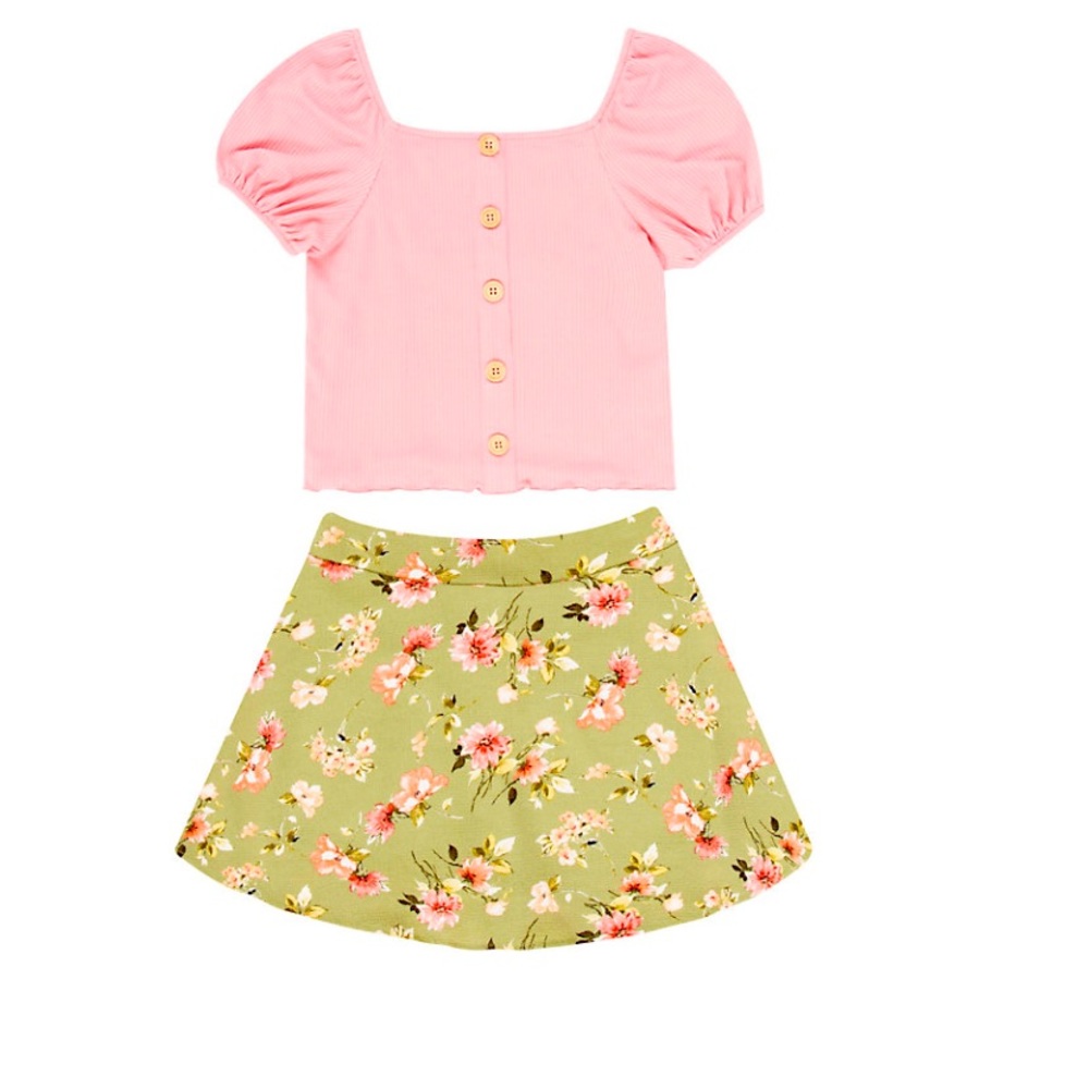 Girls 7-16 Speechless Button Front
Top and Floral Skirt Set  size 8